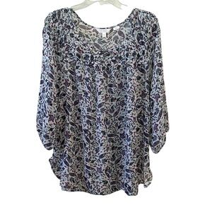 LC Lauren Conrad Breezy Multicolor Floral Blouse XXL